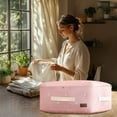 thumbnail image 2 of Sac de Rangement pour Vêtements Grande Capacité avec Poignée Renforcée Sac de Rangement pour Couette Sac d'Organisation pour Déménagement Rose, 2 of 8