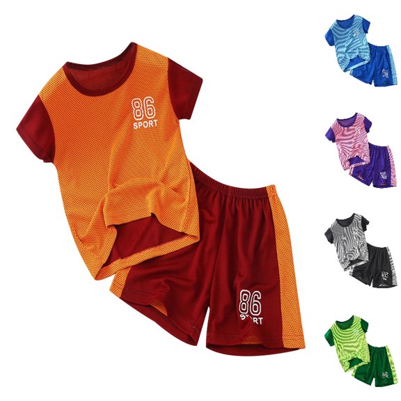 HXWCHs 2-Piece Toddler Boy Athletic Clothes for Boys Summer Outfits Sleeveless Mesh Tank Top and Shorts Set Size: 4-5 Years Red