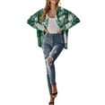 thumbnail image 4 of Liacowi Women Juniors Loose Jacket Plaid Print Outwear with Belt Lapel Long Sleeve Vintage Shacket Casual Tops Coat for Teen, 4 of 7