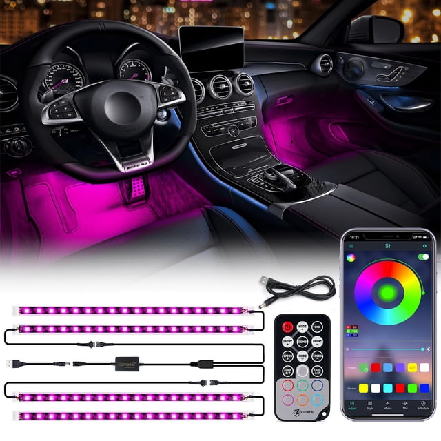Tira de luces LED para interior de coche Xprite RGB con control Bluetooth