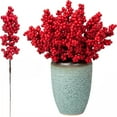 thumbnail image 2 of Fleurs Artificielles Branches Rouges et Baies Salon Table à Manger Décoration Maison Fleurs avec Branches Style Ambiance Festive Plante Verte Accessoires Bouquet de Roses Artificielles Arrangement Floral en Soie Maison, 2 of 4