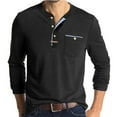 thumbnail image 2 of Men's Long Sleeve Round Neck Color Block T-Shirt for Spring Fall Winter Casual Wear,Black,L, 2 of 5