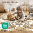 thumbnail image 4 of ODIKA 3'x5' Washable Accent Rug Vintage Boho Distressed Scroll Motif Fall Bordered Neutral Cream Refined for Bedside, Nursery Room, Pet Friendly & Non-Shedding, 4 of 7