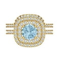 thumbnail image 2 of Clara Pucci 14K Yellow Gold Round Cut 1Ct Natural Aquamarine Engagement Ring + Matching Band - Luxury Box Included, 2 of 7
