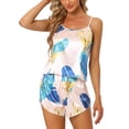 thumbnail image 4 of INSPIRE CHIC Women's Satin Sleepwear Floral Loungewear Cami with Shorts Pajama Set M Light Pink, 4 of 5