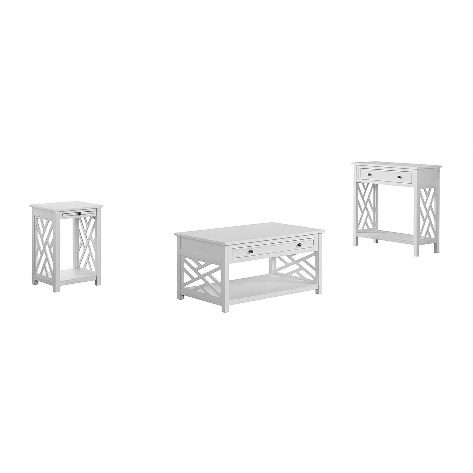 Alaterre Furniture Coventry Coffee Table with Drawer, End Table with Tray and Console Table with Drawer - Gray
