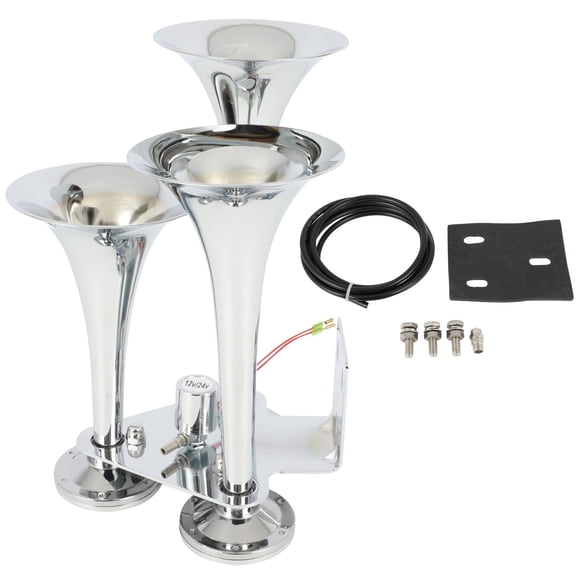 SCITOO Train Horn Heavy Duty with Triple Brass Trumpet 152db Truck Super Loud Sound Train Air Horn 12V/24V Vehicles Like Semi/Pickup/RV/SUV