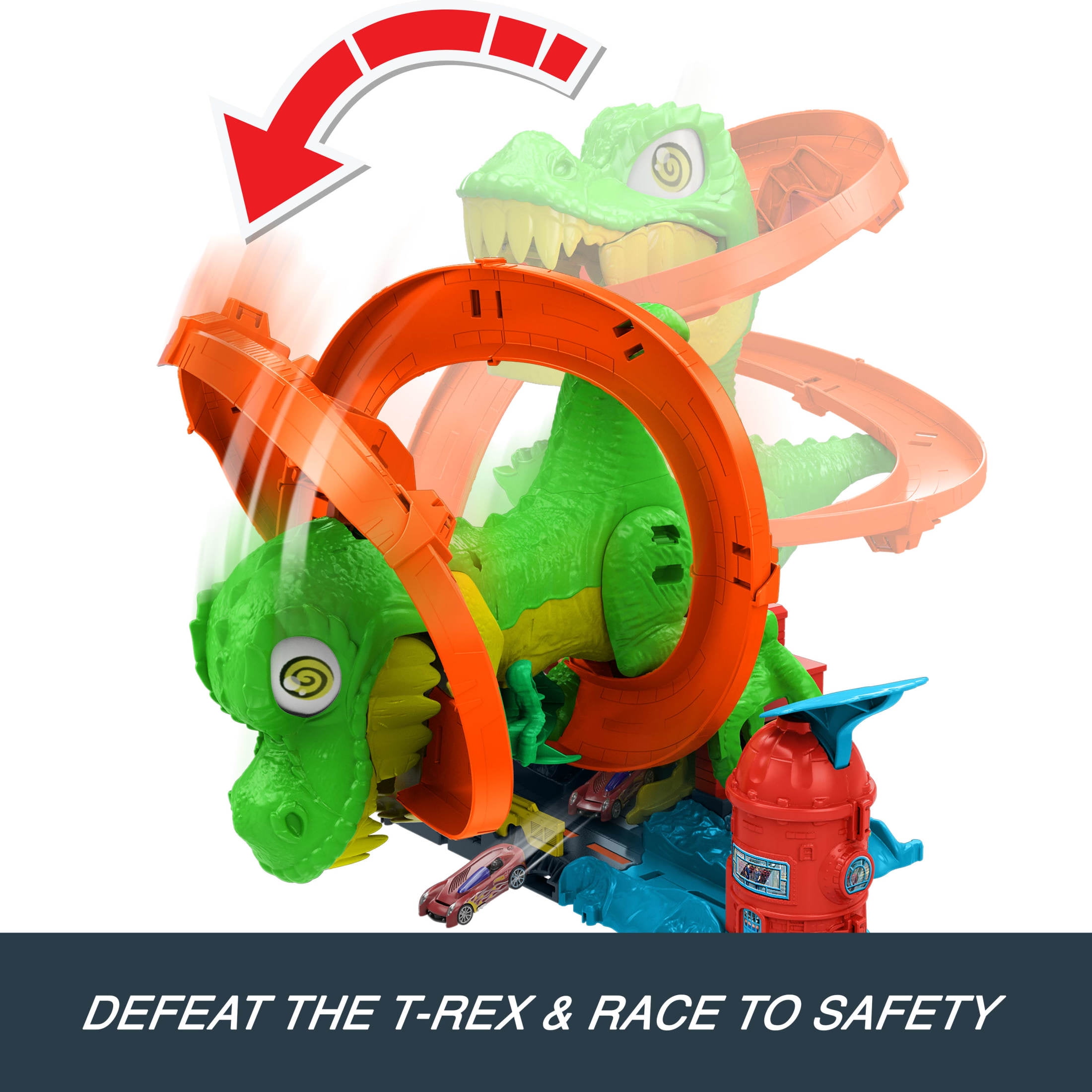 Hot Wheels City TRex Blaze Battle Playset & 1:64 Scale DieCast Car, Dinosaur Nemesis  (图5)