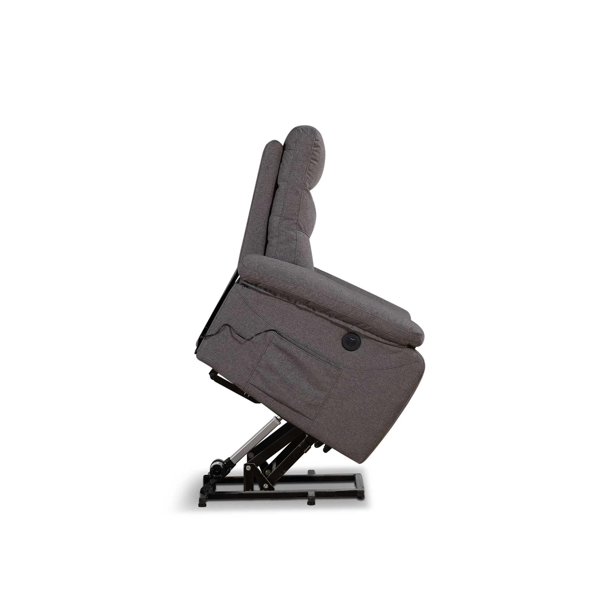 Contemporary Lift Chair Recliner with Grey Fabric Upholstery