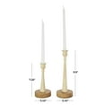 thumbnail image 3 of DecMode 2 Candle Cream Metal Textured Tapered Candle Holder with Brown Wood Bases, Set of 2, 3 of 9