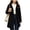 .Black, variant on Girls Mid Length Hooded Ski Jacket Thick Waterproof Windproof Winter Coat with Fleece Lining Solid Color Casual Outerwear