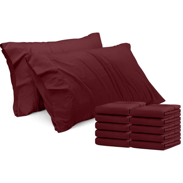 Juego de 12 fundas de almohada Utopia, tamaño queen, 50 x 75 cm, color burdeos