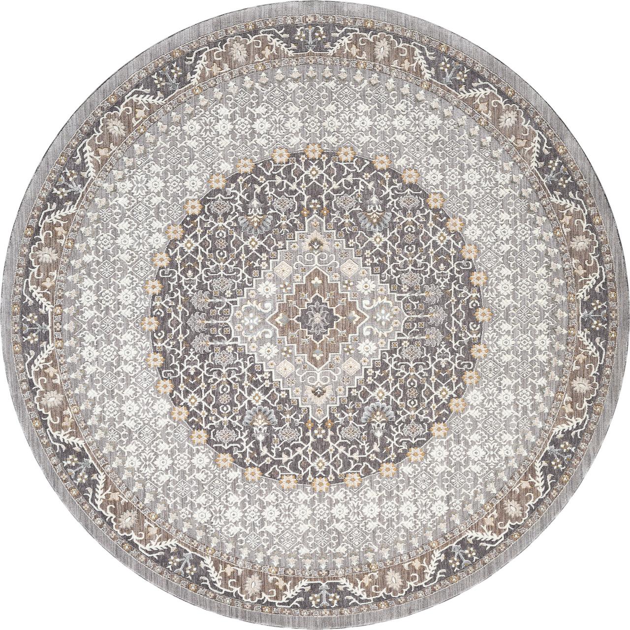 United Weavers Utopia Rosario Oriental Border Round Rug, Grey, 7'11" x 7'11"