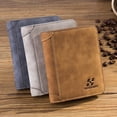 thumbnail image 3 of Cartera para hombre, billetera corta de cuero esmerilado, billetera vertical retro de tres pliegues, billetera con múltiples tarjetas, esperando a los jóvenes, 3 of 3