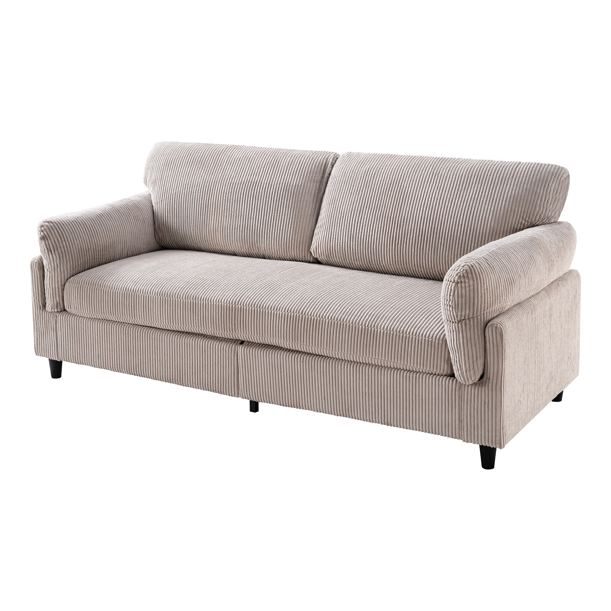 DEALTOPS 83" Corduroy Loveseat Sofa, 850lbs Heavy Duty 2-Seater Couch, Iron & Wood Frame, Oatmeal Beige