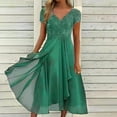 thumbnail image 1 of Robes Maxi Aguichant pour Femmes, Décontractées, à Manches Mi-Longues, d'Été, de Plage, Robe Soleil Hawaïenne, Coupe Évasée, Longue, 1 of 6