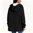 thumbnail image 5 of Zedker Soft Double-Sided Fleece Fall Winter Thermal Jackets for Women Casual Hooded Long Sleeve Loose Button Outerwear with Pockets,Black,M, 5 of 8