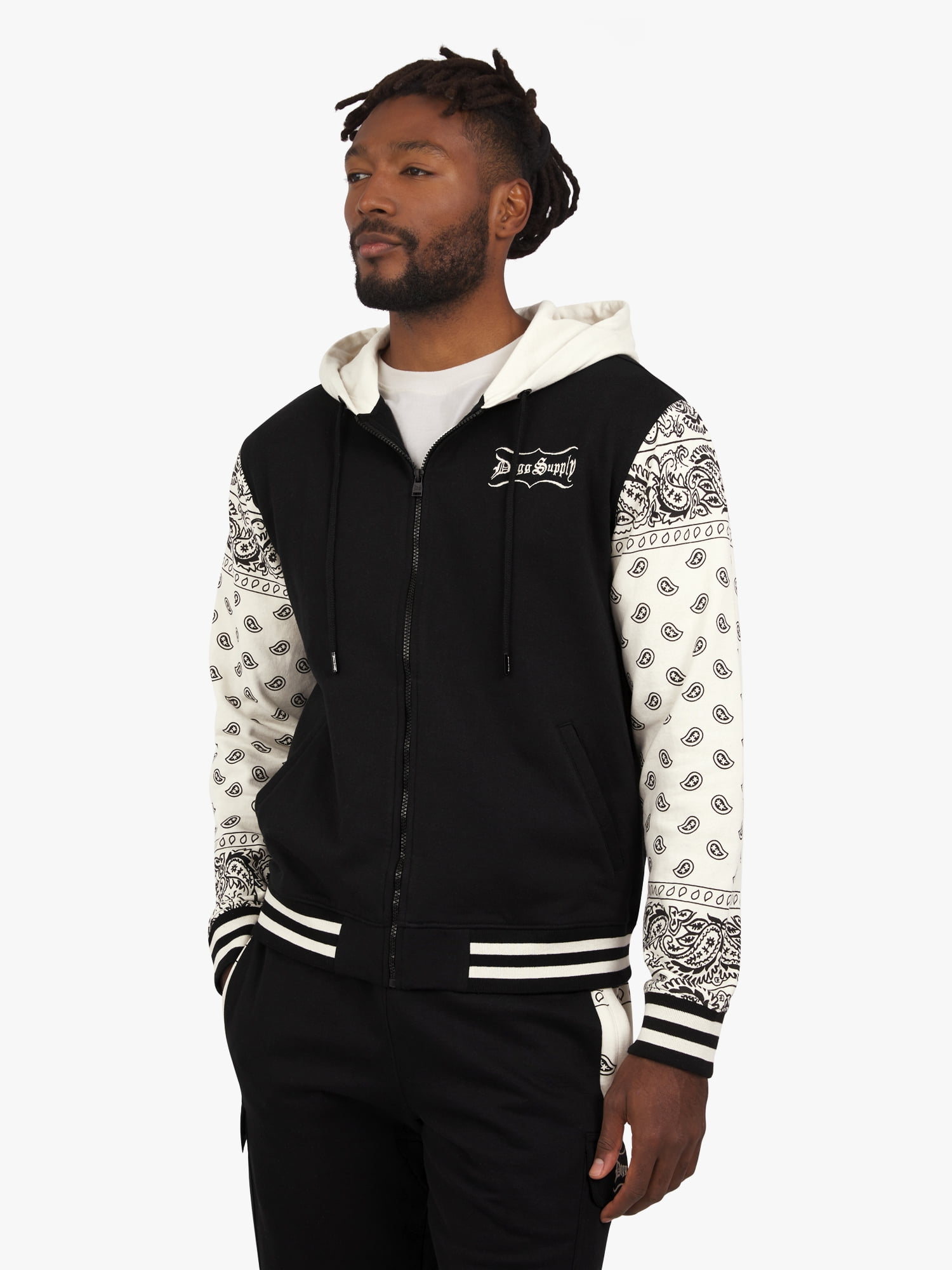 Dogg Supply by Snoop Dogg All Gender Varsity Print Full Zip Hoodie Sweatshirt, Men's Sizes XS-5XL