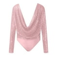 thumbnail image 5 of HXWCHs Elegant Sparkly Slim Fit Long Sleeve Jumpsuit Bodysuit Solid Color Evening Party Wear for Women Pink L, 5 of 6