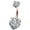 Rose gold with clear CZ, variant on OUFER Belly Button Rings 14G Surgical Steel Faceted Heart Cubic Zirconia Navel Rings Body Piercing Jewelry