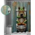 thumbnail image 4 of Bathroom Frog Waterproof Fabric Shower Curtain, Toilet Animals Vintage Shower Curtain for Bathroom Curtains Bathtubs Hotel Washable Shower Curtains with 12 Hooks Small 36x72in, 4 of 6