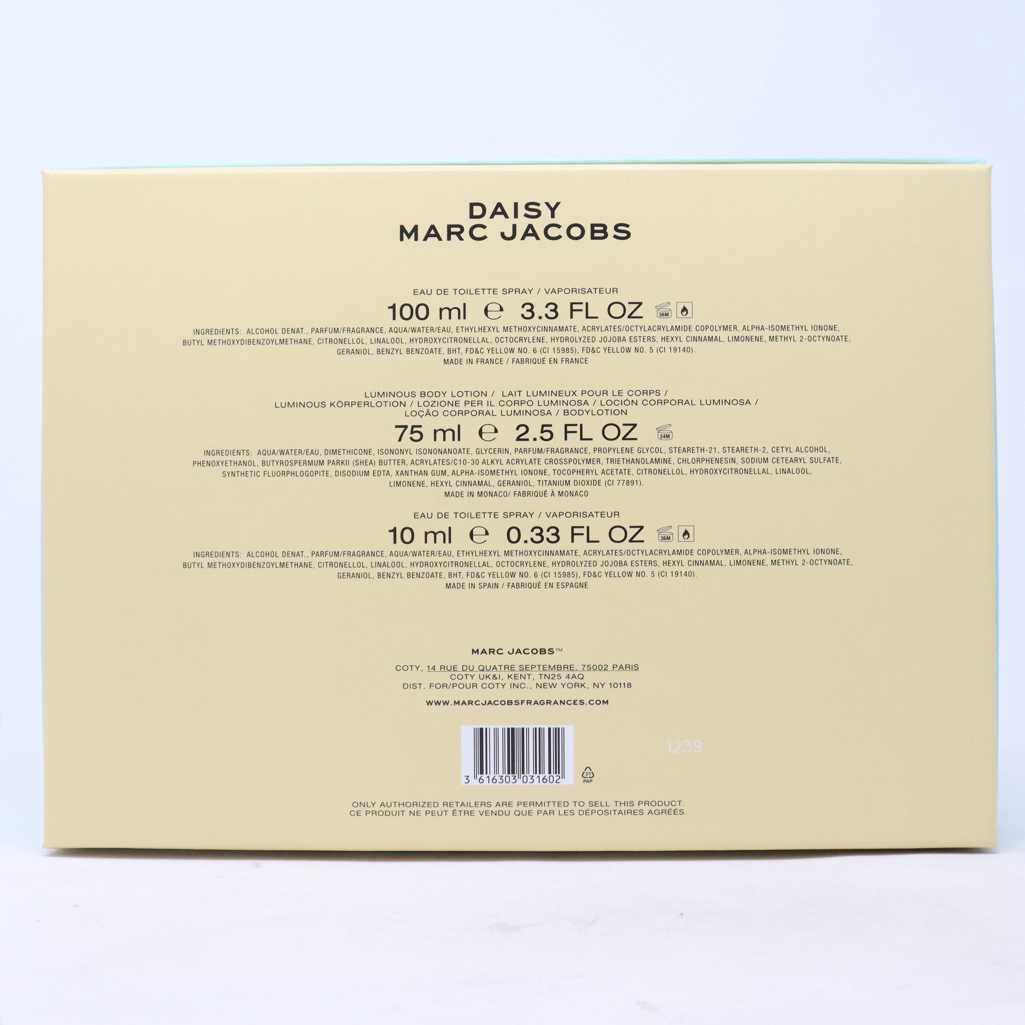 Marc Jacobs Daisy 3pc Gift Set For Women 100ml EDT + 75ml Lotion +
