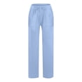 thumbnail image 5 of Diufon Wide Leg Pants for Women Cotton Linen Drawstring Waist Pant Summer Casual Loose Trousers with Pockets, 5 of 5