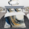 thumbnail image 2 of Designart "Swirling Blue and Gold Abstraction IV" Modern Bedding Covert Set - Abstract Spirals Blue Abstract Bed Set With 2 Shams, 2 of 6