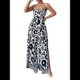 thumbnail image 1 of Mono de Pierna con Tirantes Pequeños y Estampado Retorcido Elegante para Mujer, y Verano 2025 Azul Marino M, 1 of 10