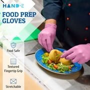 Hand-E Nitrile Gloves (L) 200 Count - Disposable, Pink, Powder and Latex Free Gloves