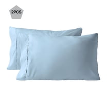 AUQ Set Of 2 Ultra Soft Pillowcases with Envelope Closure Standard Light Blue