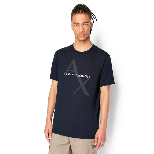 Camiseta Armani Exchange con logo tonal y en contraste azul marino - S
