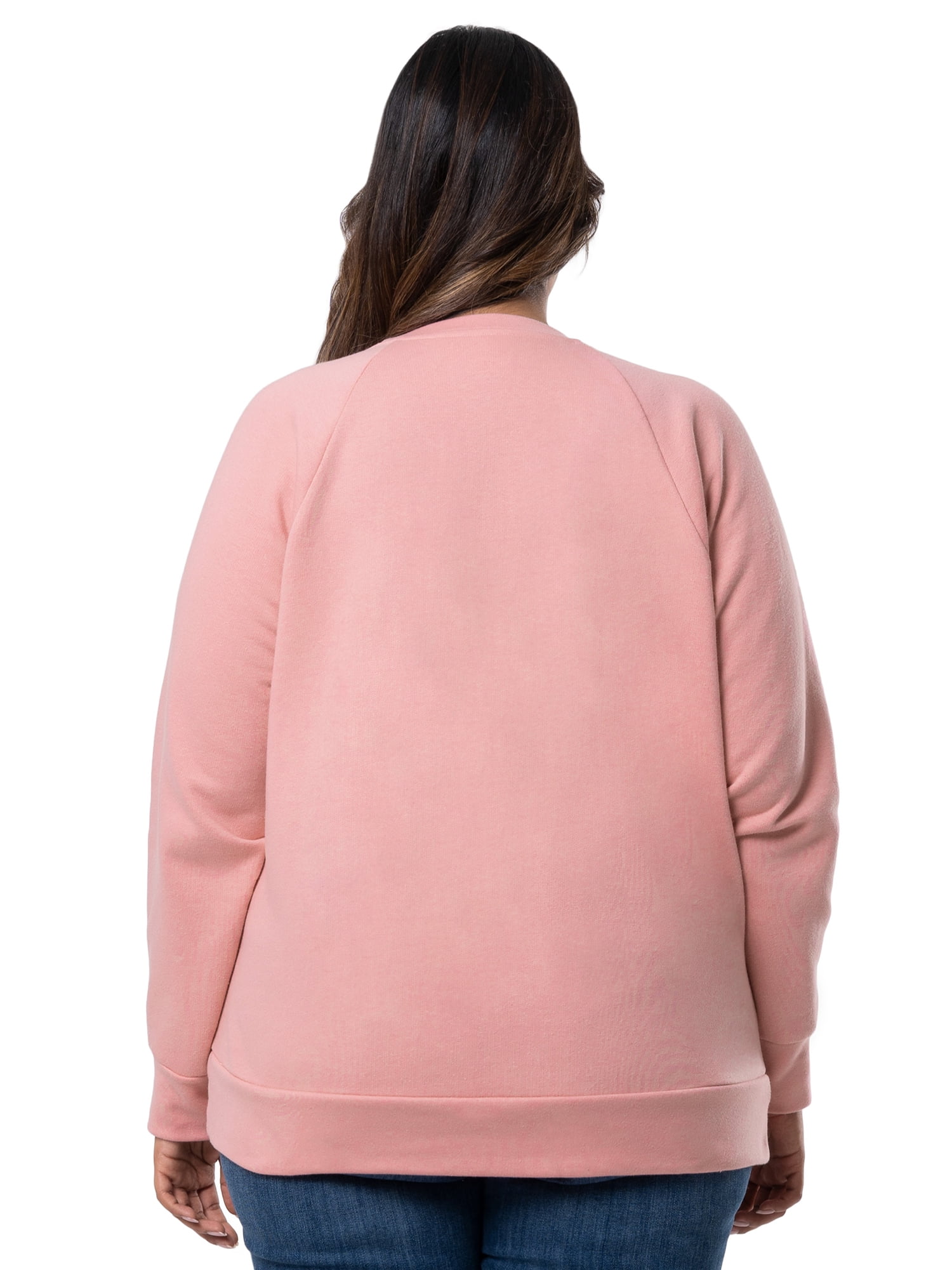 Terra & Sky Women's Plus Size Cotton Blend Fleece Sweatshirt, 2-Pack