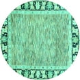 thumbnail image 1 of Ahgly Company Machine Washable Indoor Round Abstract Turquoise Blue Modern Area Rugs, 7' Round, 1 of 4