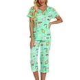 thumbnail image 3 of Defitshape Women's Capri Pajama Set 2 piece Pj Cartoon Printed Chic Cute Cotton Pant Sleepwear Short Sleeve Summer Loungewear Patterned6 Small, 3 of 5