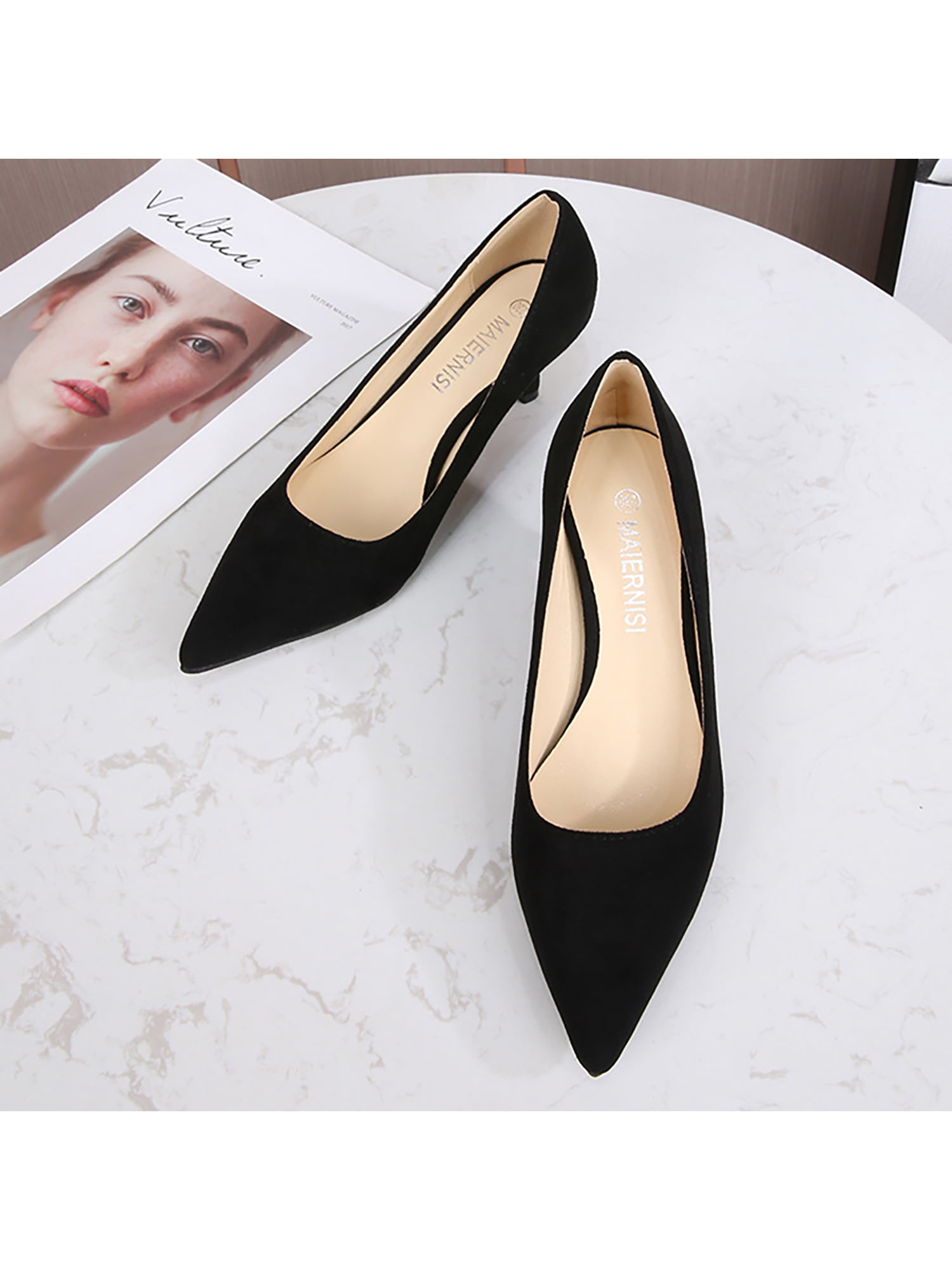 Lhked Women's Pointed Toe Shoes Solid Color Casual Comfortable Low-heel  Shoes Dress Shoes Size6 - Walmart.com