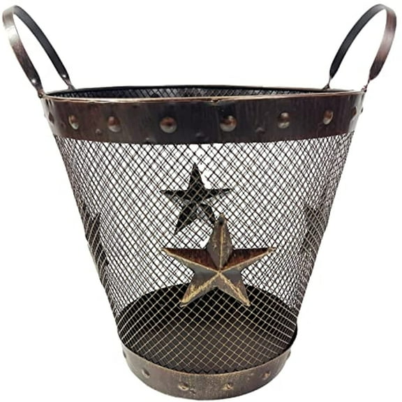 Urbalabs Rustic Lone Star Metal Bathroom Trash Can Office Western Waste Basket Country Wastebasket Office Wire Garbage Can Cowboy Gun Decor Bathroom Decor Cowboy Decor for Bathroom (Small)