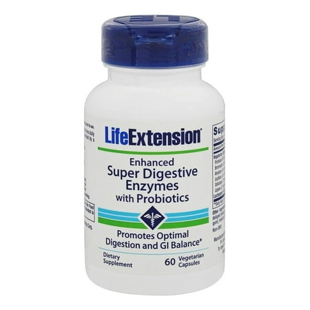 Life Extension - Enhanced Super Enzymes digestives avec Probiotiques - 60 Vegetarian Capsules