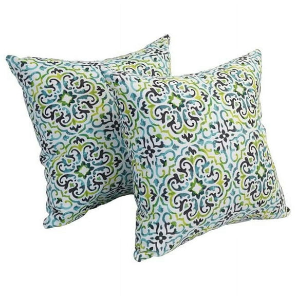 Blazing Needles 9910-S2-OD-118 17 in. Square Polyester Outdoor Throw Pillows, Reina Sterling - Set of 2