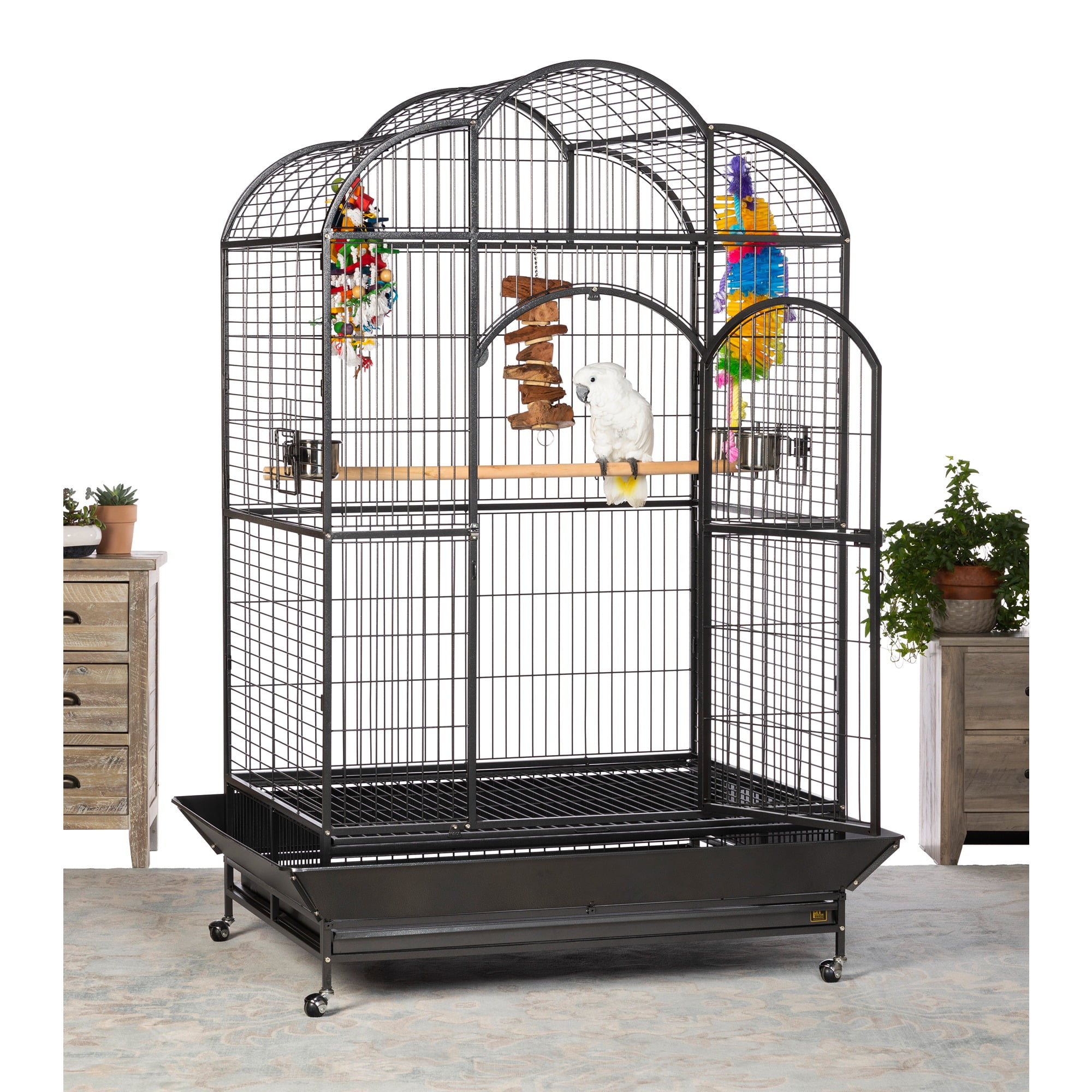 Prevue Pet Products Wrought Iron Silverado Macaw Dometop Bird Cage, Silver