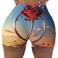 thumbnail image 2 of Fuzoiu Sunset Rose Elegance Print Women's Workout Shorts,Workout Biker Shorts Women,Exercise Fitness Shorts,Scrunch Short, Athletic Shorts for Gym Yoga Running Sport Active-Small, 2 of 8