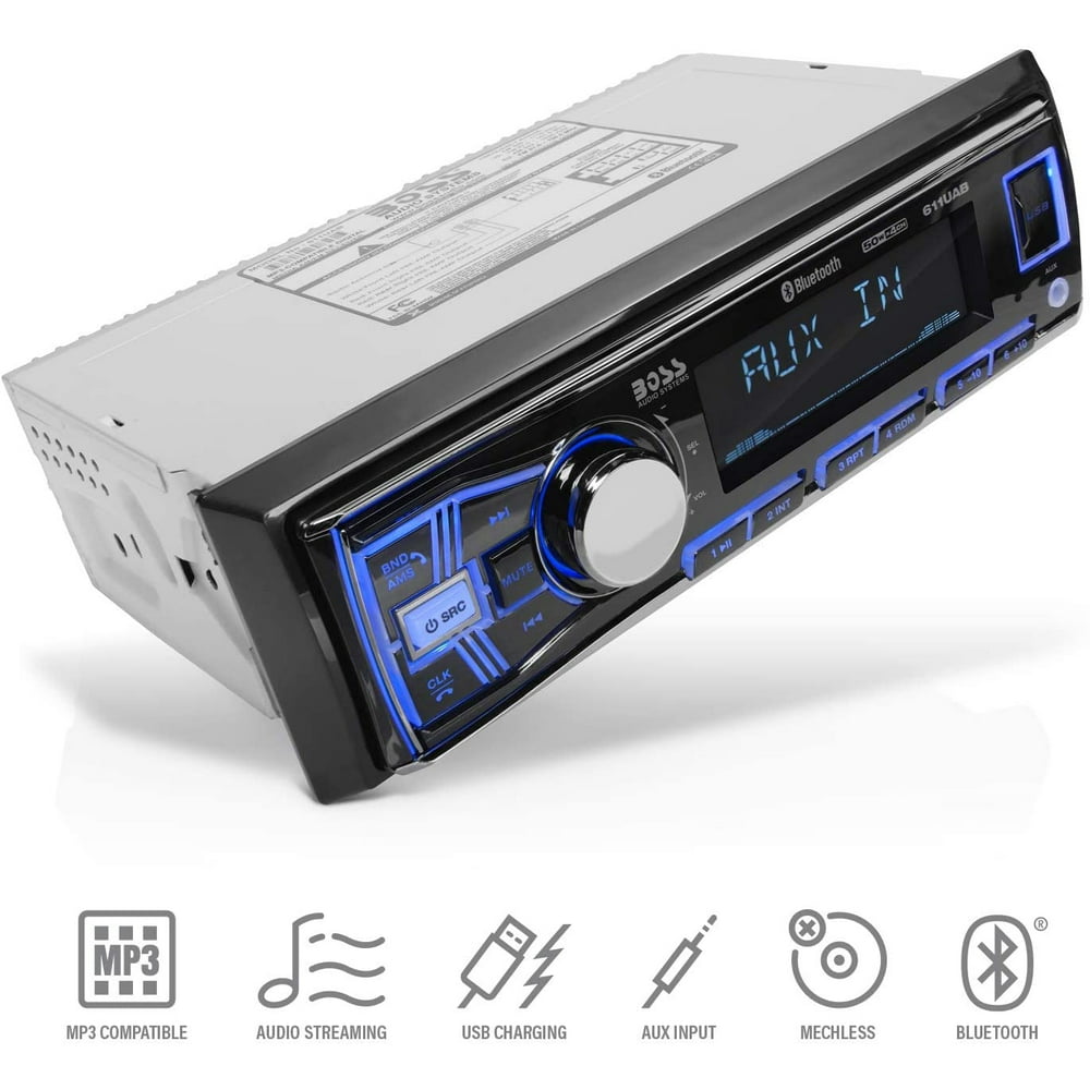 Boss 611UAB Single Din USB/SD AUX Bluetooth Multimedia Radio Car Stereo