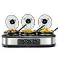 thumbnail image 5 of Superjoe Electric Slow Cooker Buffet, 3-Pots Stainless, Server Black 4.5qt 3-Crock, 5 of 10