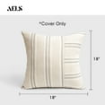 thumbnail image 2 of Sunlit 18x18 Decorative Farmhouse Linen Throw Pillow Covers, Boho Textured Pillow Case, Set of 2, Beige with White & Gray Stripe Patchwork Cushion Cover for Sofa Couch Living Room (Cover ONLY), 2 of 7