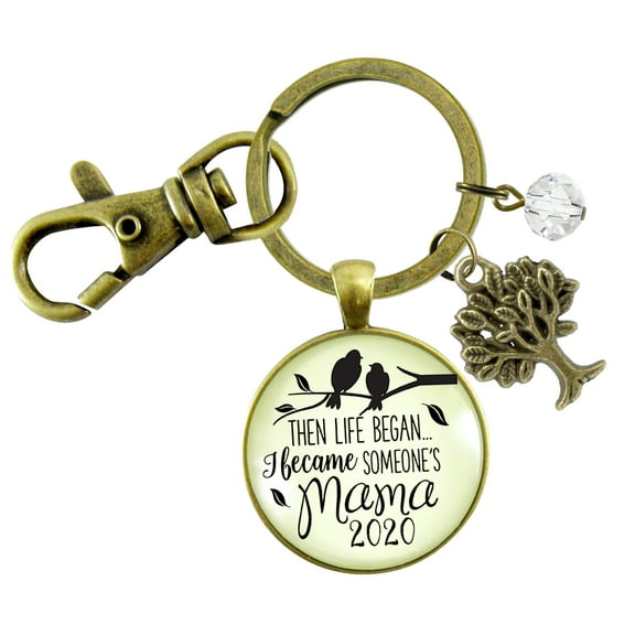 New Mom Gutsy Goodness Bronze Keychain Then Life Began Mama 2020 Meaningful Mom Jewelry Gift