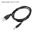 thumbnail image 2 of USB Macho a DC 3,5x1,35mm Macho Alimentación Cable 120cm Carga Cable Enchufe para Noche Luz Lámpara Mini Ventiladores, Negro Paquete de 1, 2 of 4