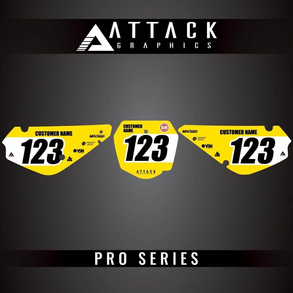 Attack Graphics Pro Series Number Plate Backgrounds for Suzuki RM85 2019