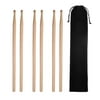 3 Pair 5A Maple Drum Sticks with Carry Bag for Drum Playing