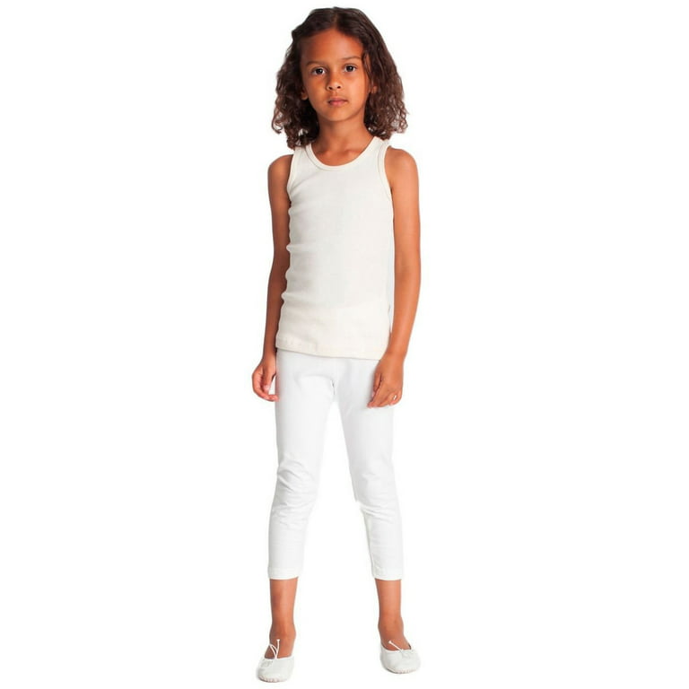 Vivian's Fashions Capri Leggings - Girls, Cotton (White, X-Small