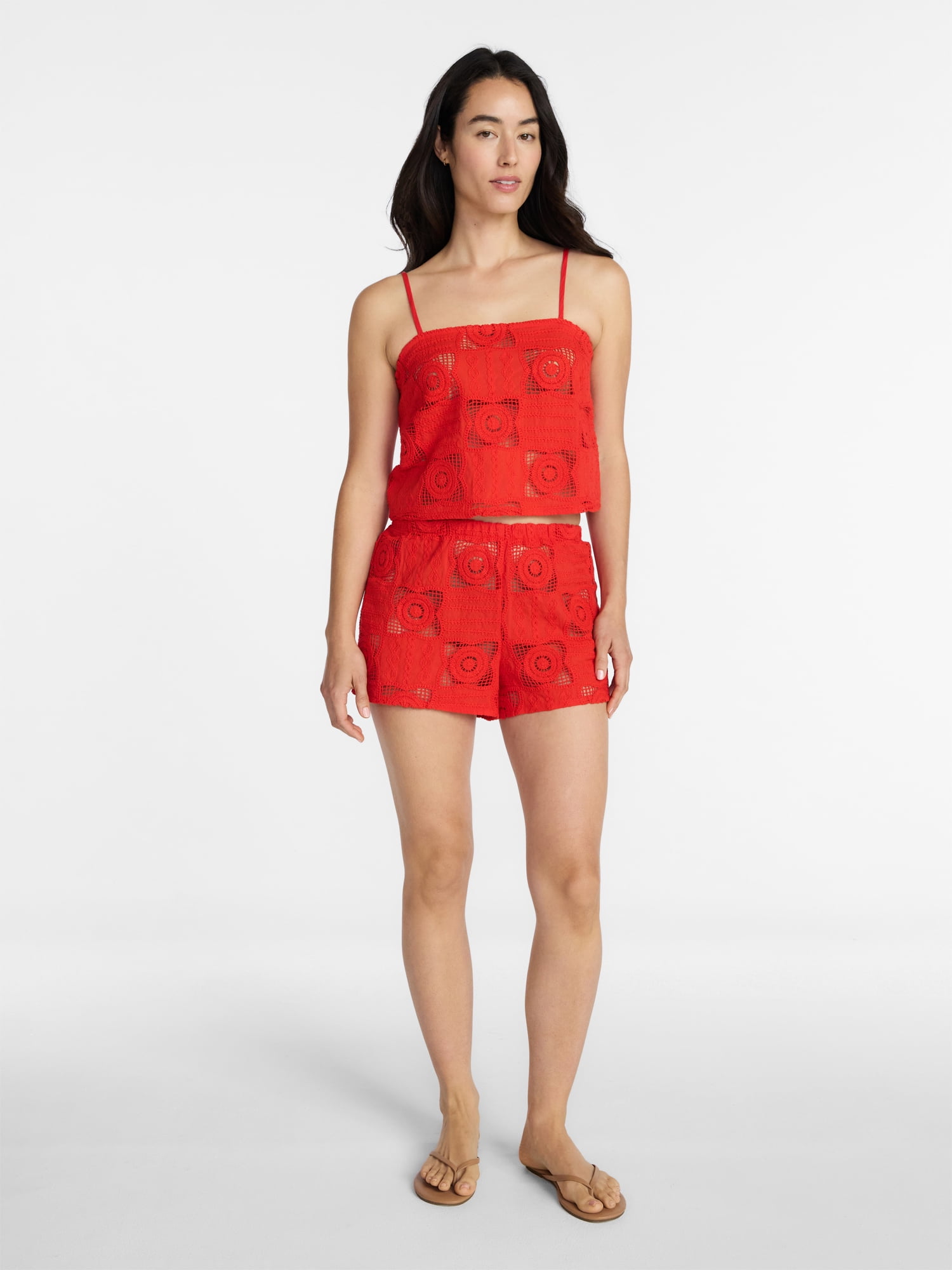 Time and Tru Women's and Women's Plus Crochet Top Coverup, Sizes XS - 3X